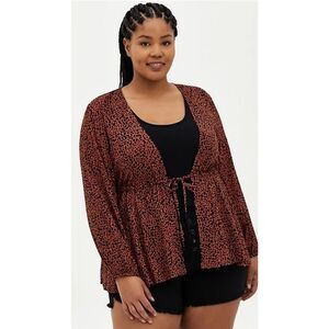 Torrid Cheetah Crepe Tie Front Kimono
